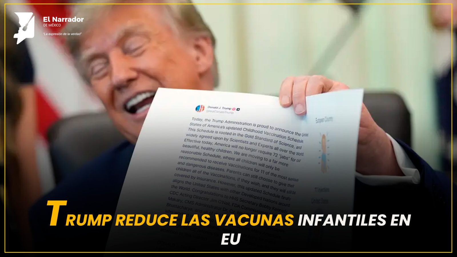 TRUMP REDUCE LAS VACUNAS INFANTILES EN EU